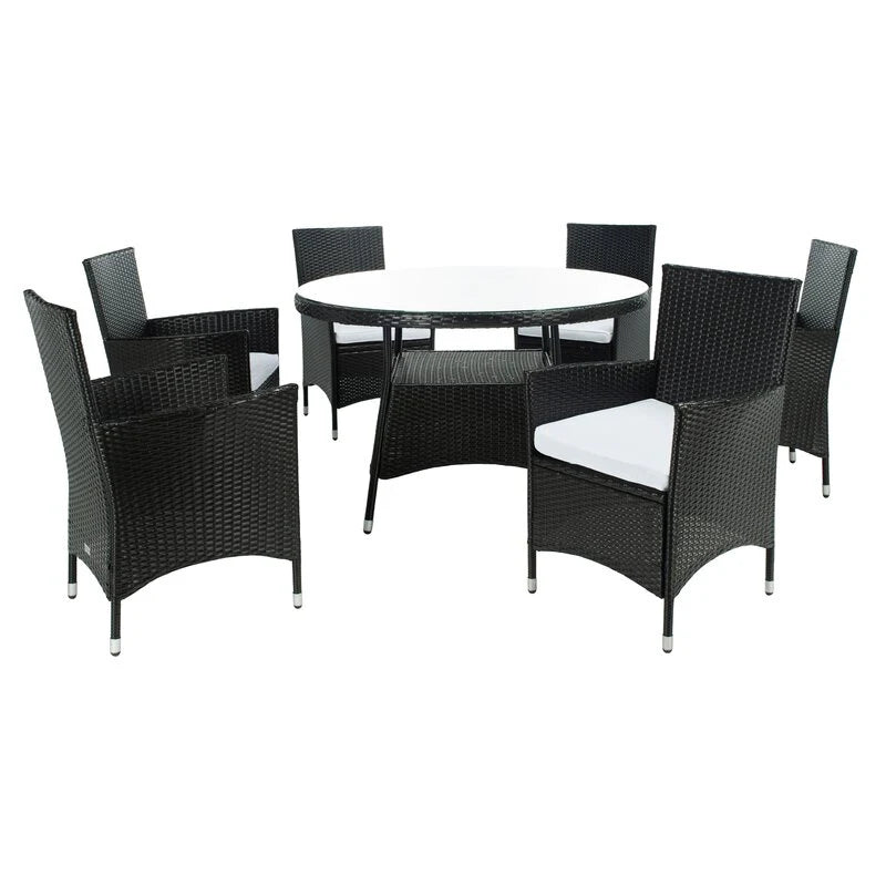 Virasat Salvatrice Outdoor Patio Dining Set 6 Chairs and 1 Table (Black)