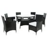 Virasat Outdoor Patio Dining Set 6 Chairs Table Black-VIRASAT FURNITURE & FURNISHING