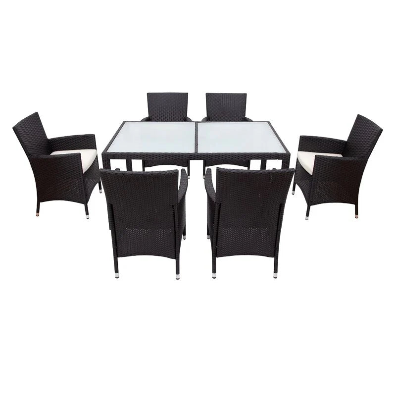 Virasat Orso Outdoor Patio Dining Set 6 Chairs and 1 Table (Black)