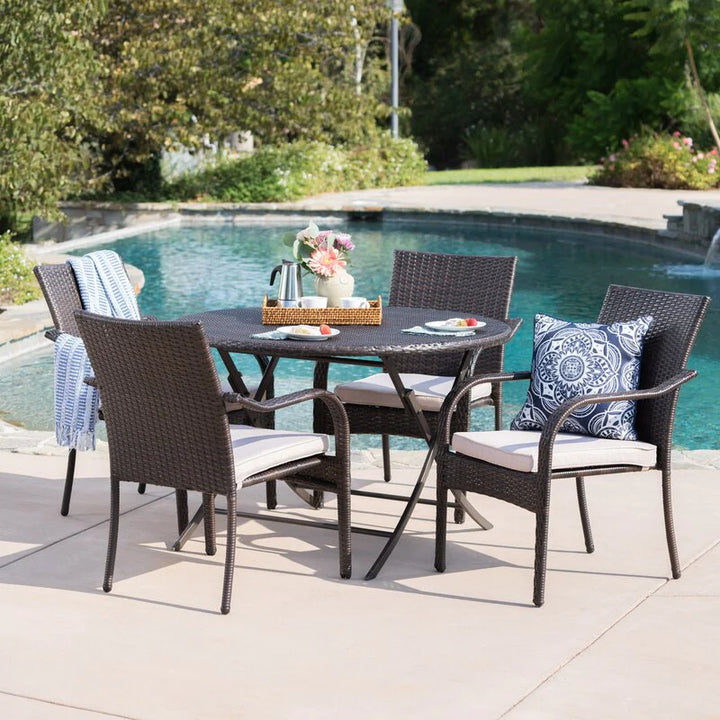 Virasat Ferdinando Outdoor Patio Dining Set 4 Chairs and 1 Table (Brown)