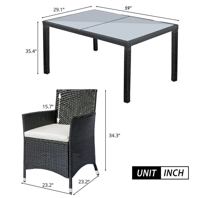 Virasat Outdoor Patio Dining Set 6 Chairs and 1 Table (Black)-VIRASAT FURNITURE & FURNISHING