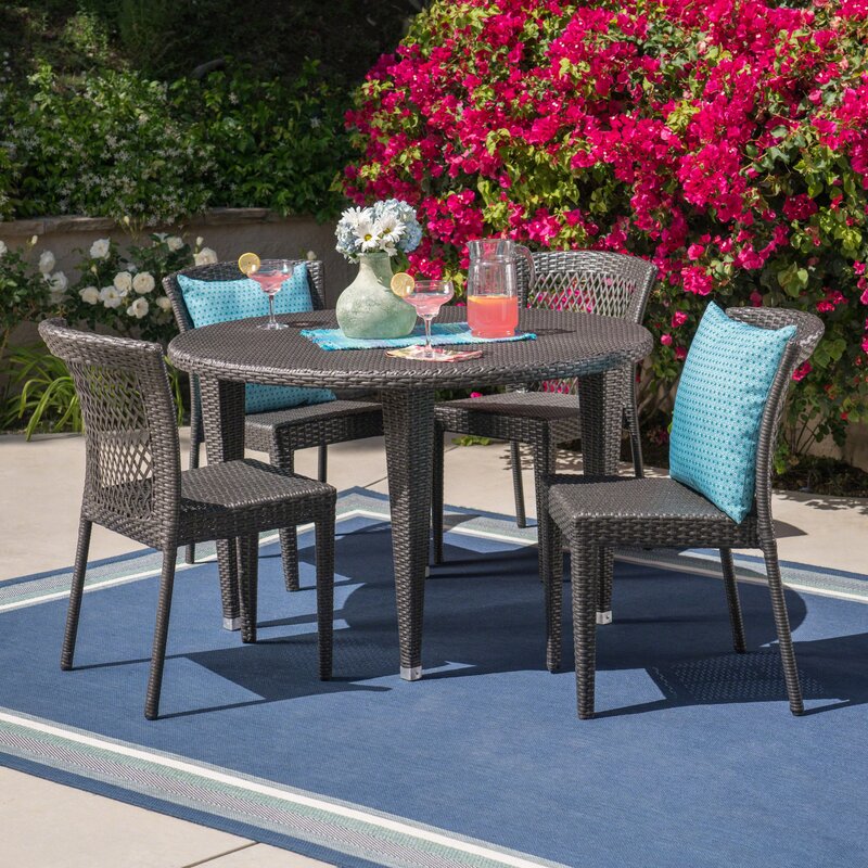 Virasat Outdoor Patio Dining Set 4 Chairs and 1 Table (Brown)-VIRASAT FURNITURE & FURNISHING