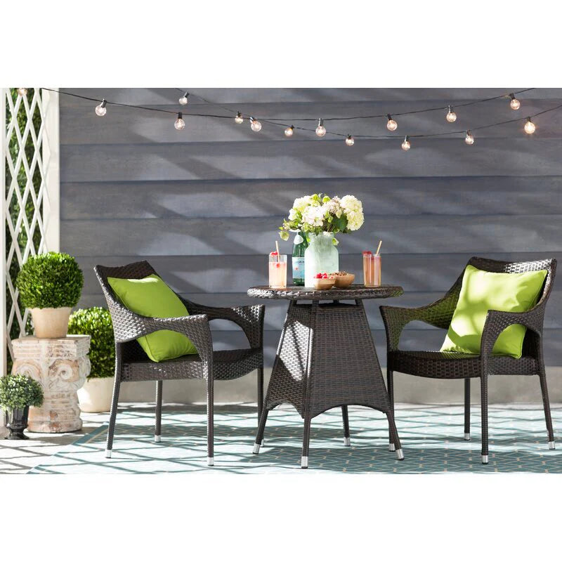 Virasat Outdoor Patio Seating Set 2 Chairs 1 Table Dark Brown-VIRASAT FURNITURE & FURNISHING