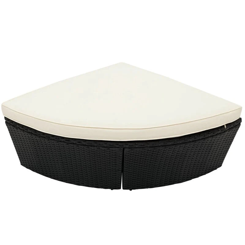 Virasat Outdoor Poolside Sunbed With Cushion Daybed (Black)-VIRASAT FURNITURE & FURNISHING