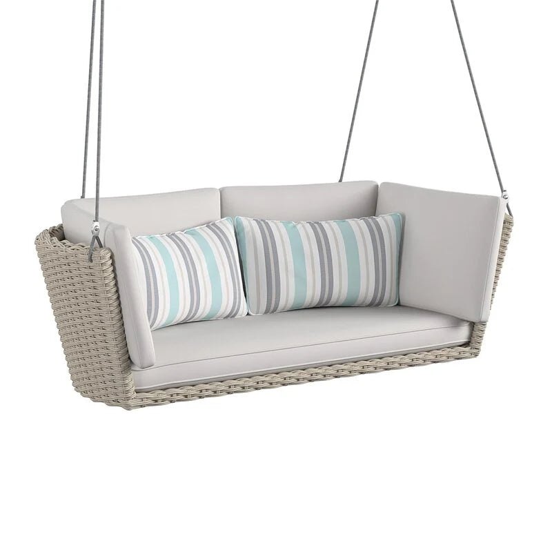 Virasat Double Seater Hanging Swing Without Stand For Balcony , Garden Swing (Cream)-VIRASAT FURNITURE & FURNISHING