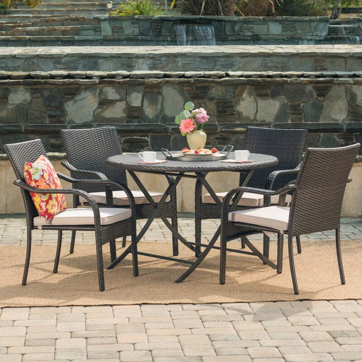 Virasat Ferdinando Outdoor Patio Dining Set 4 Chairs and 1 Table (Brown)