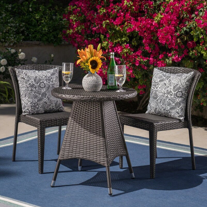 Virasat Sammy Outdoor Patio Seating Set 2 Chairs and 1 Table Set (Black)