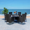 Virasat Outdoor Patio Dining Set 6 Chairs Table Black-VIRASAT FURNITURE & FURNISHING