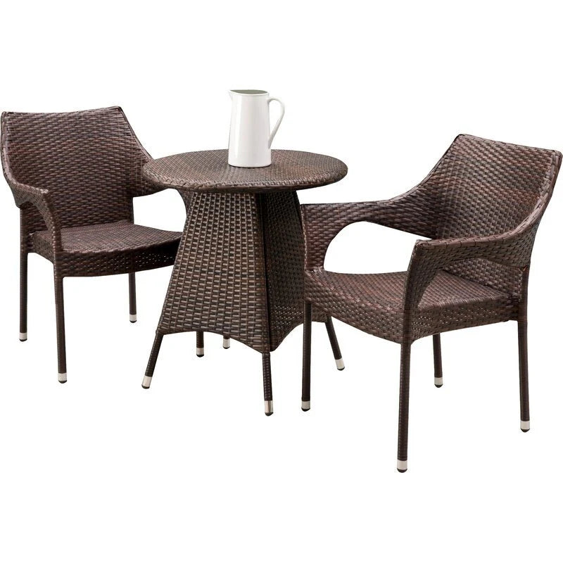 Virasat Misha Outdoor Patio Seating Set 2 Chairs and 1 Table Set (Dark Brown)