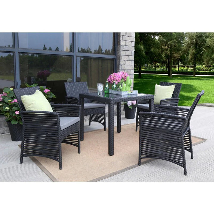 Virasat Luca Outdoor Patio Dining Set 4 Chairs and 1 Table (Black)