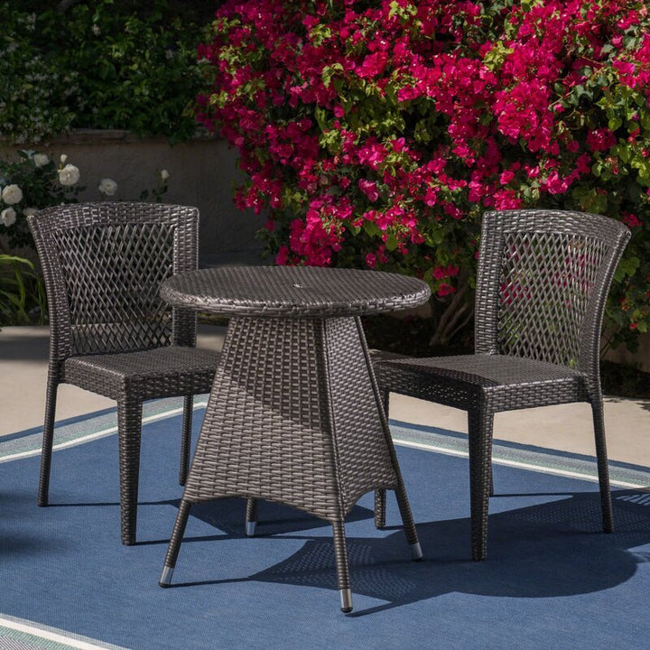 Virasat Sammy Outdoor Patio Seating Set 2 Chairs and 1 Table Set (Black)