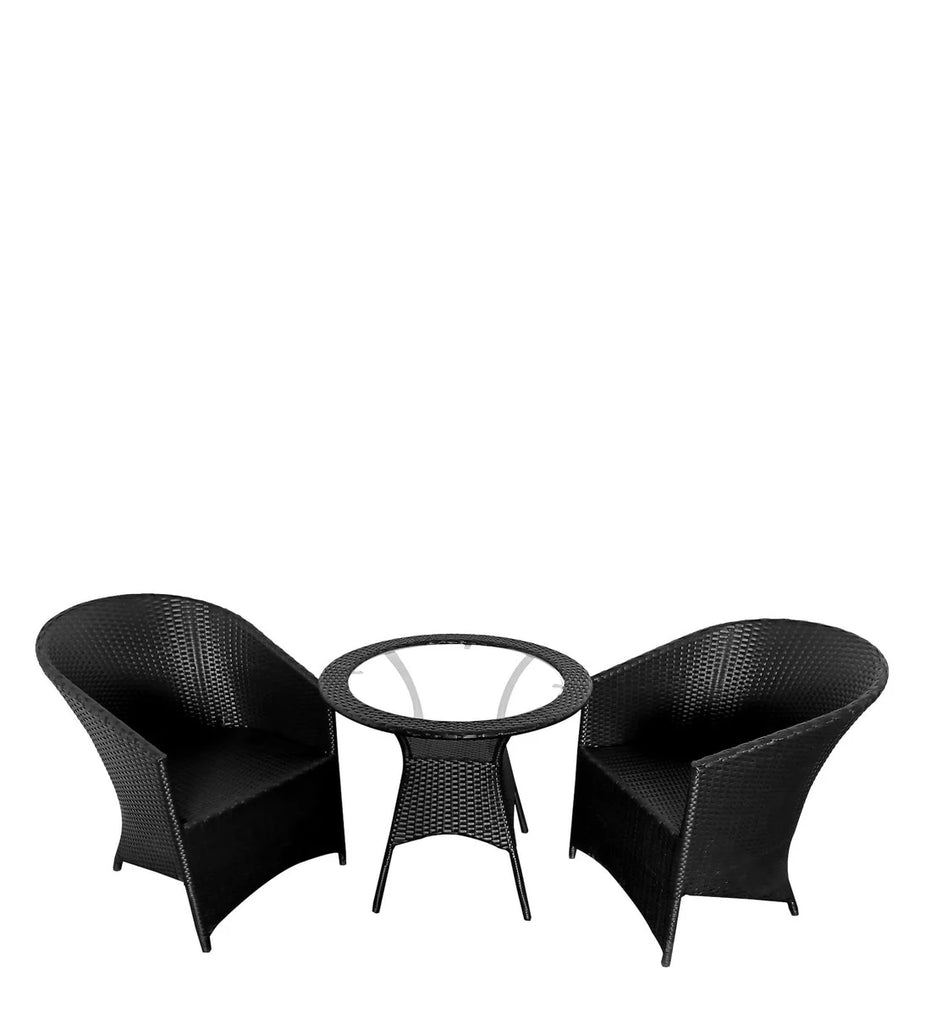 Virasat Outdoor Patio Seating Set 2 Chairs and 1 Table Set Black-VIRASAT FURNITURE & FURNISHING
