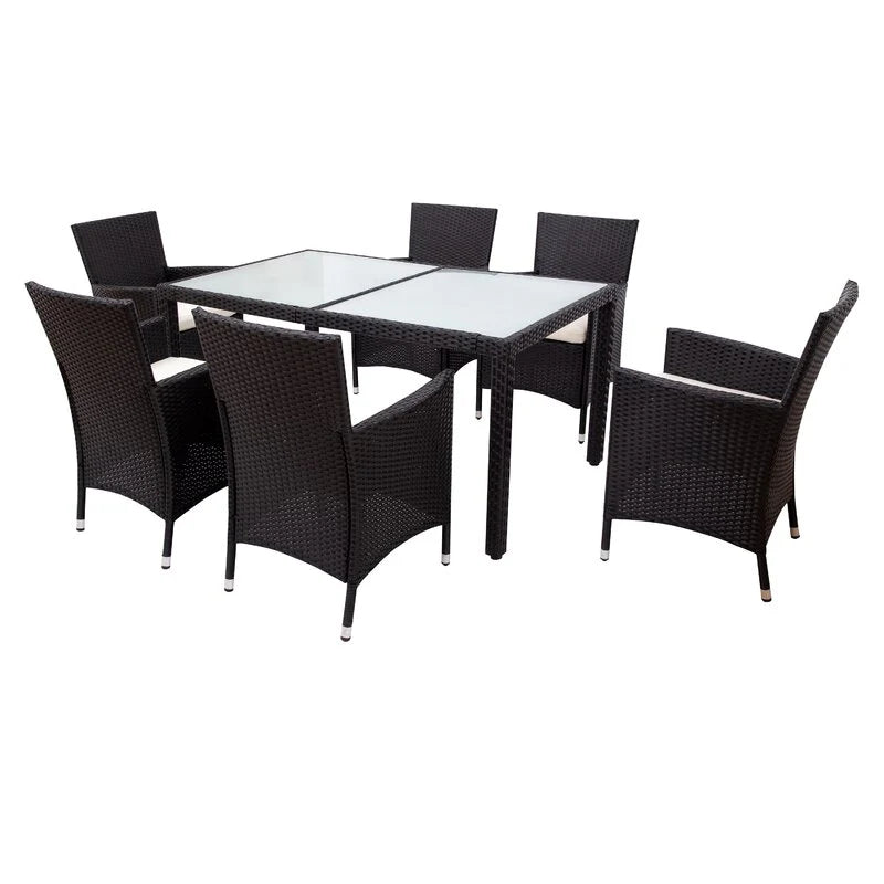 Virasat Orso Outdoor Patio Dining Set 6 Chairs and 1 Table (Black)