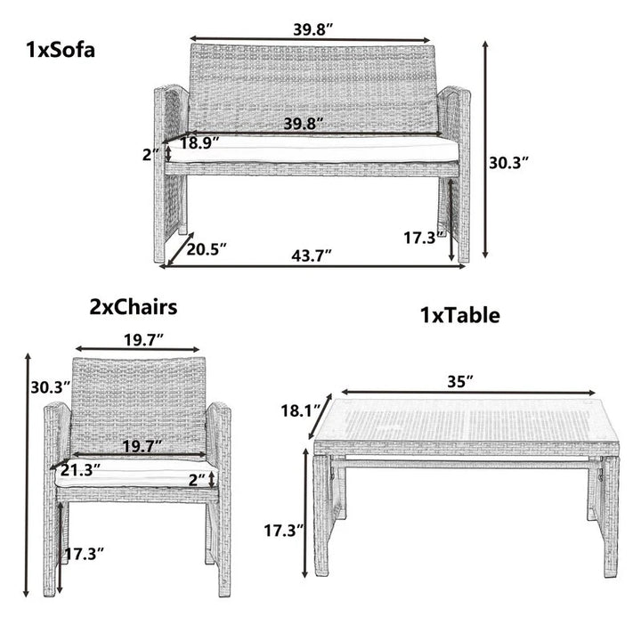 Virasat Trevisan Outdoor Sofa Set 2 Seater , 2 Single seater and 1 Center Table (Brown + White)