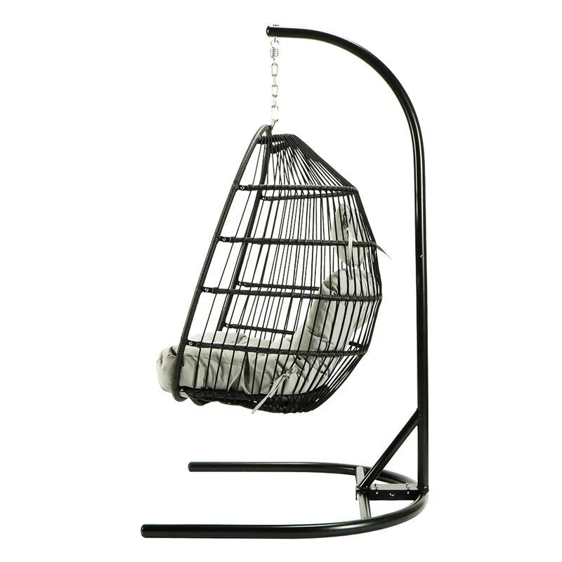 Virasat Single Seater Hanging Swing With Stand For Balcony , Garden Swing (Black)-VIRASAT FURNITURE & FURNISHING