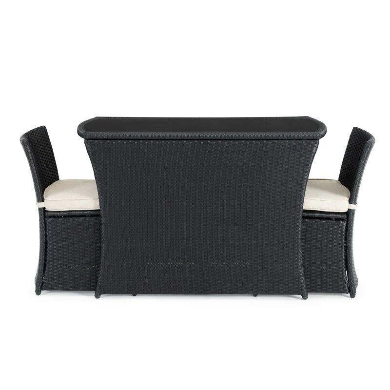 Virasat Outdoor Patio Seating Set 2 Chairs 1 Table Black-VIRASAT FURNITURE & FURNISHING