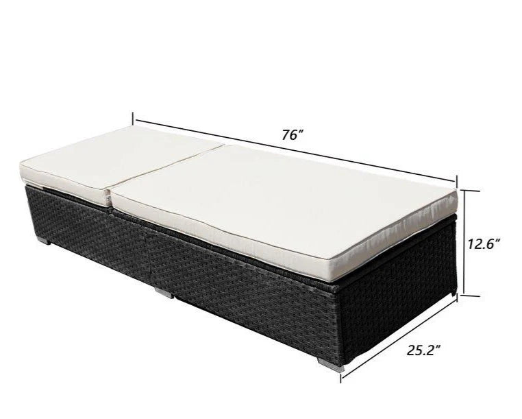 Virasat Outdoor Swimming Poolside Lounger Set of 2 Black-VIRASAT FURNITURE & FURNISHING