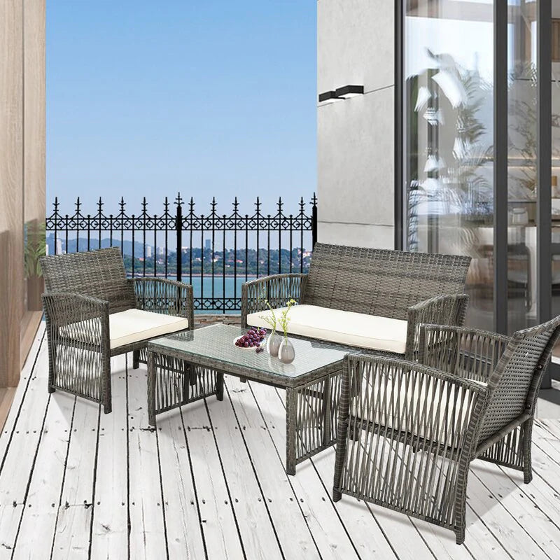 Virasat Outdoor Sofa Set 2 Seater, 2 Single Seater and 1 Center Table (Silver + White)-VIRASAT FURNITURE & FURNISHING