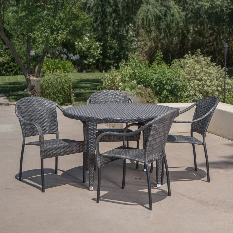 Virasat Gelli Outdoor Garden Patio Dining Set 4 Chairs and 1 Table (Gray)