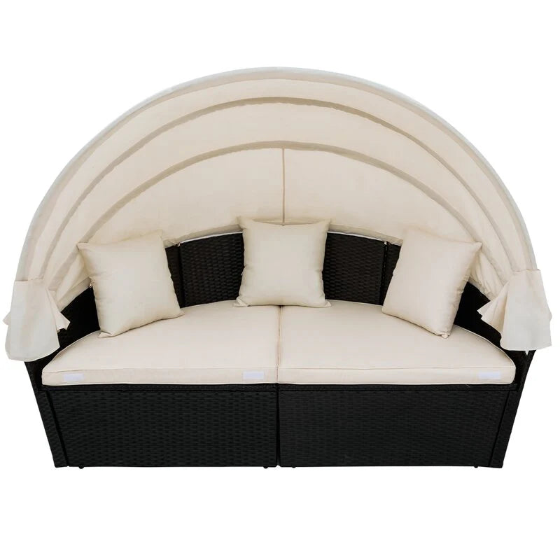 Virasat Outdoor Poolside Sunbed With Cushion Daybed (Black)-VIRASAT FURNITURE & FURNISHING
