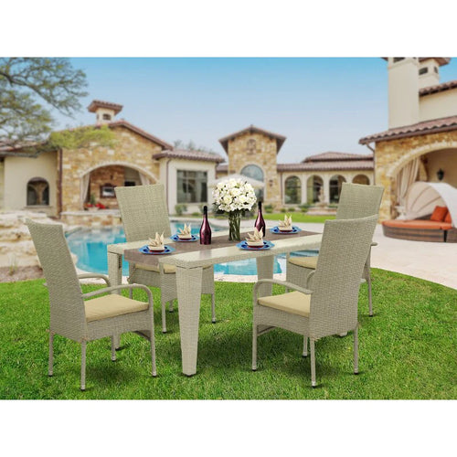 Virasat Outdoor Patio Dining Set 4 Chairs and 1 Table (Cream)-VIRASAT FURNITURE & FURNISHING