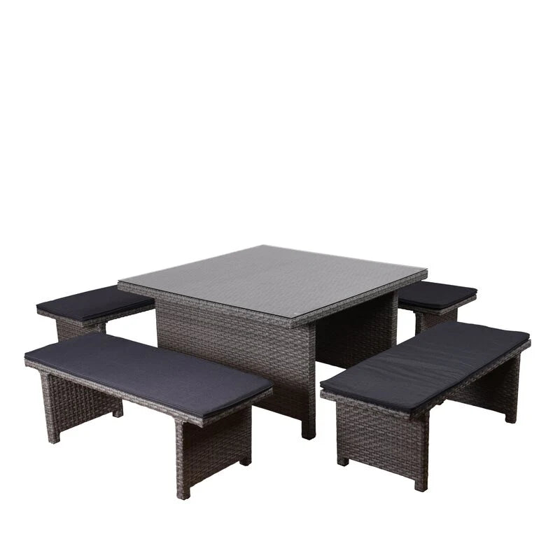 Virasat Outdoor Patio Dining Set 4 Chairs and 1 Table (Gray)-VIRASAT FURNITURE & FURNISHING