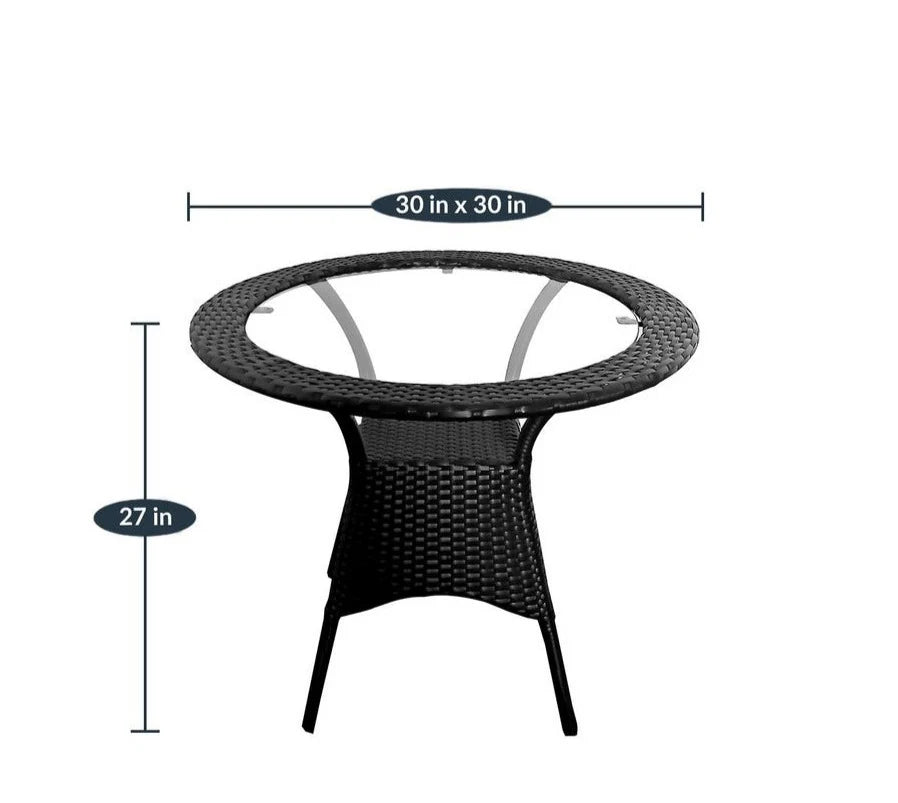 Virasat Outdoor Patio Seating Set 2 Chairs and 1 Table Set Black-VIRASAT FURNITURE & FURNISHING