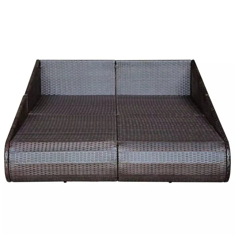 Virasat Outdoor Poolside Sunbed With Cushion Daybed (Black/Brown)-VIRASAT FURNITURE & FURNISHING
