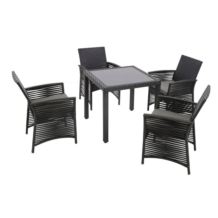 Virasat Luca Outdoor Patio Dining Set 4 Chairs and 1 Table (Black)