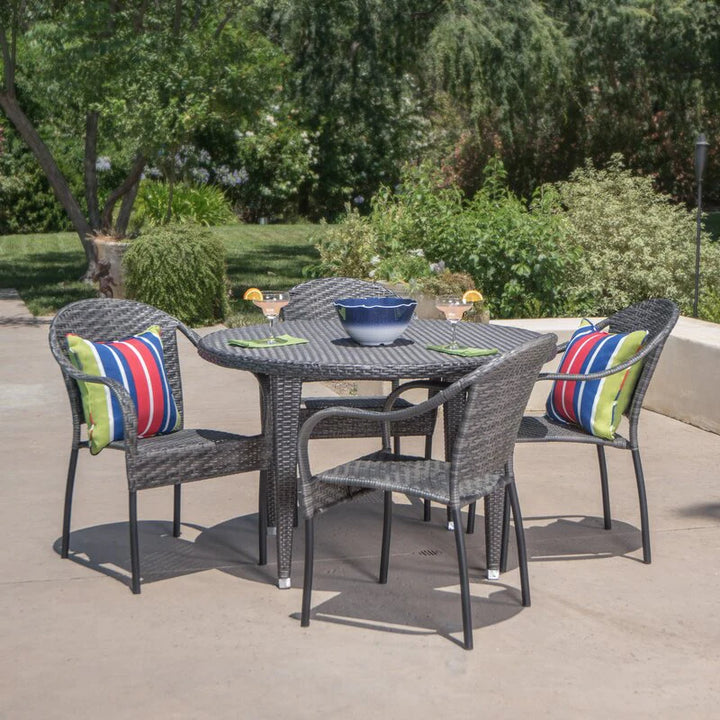 Virasat Gelli Outdoor Garden Patio Dining Set 4 Chairs and 1 Table (Gray)