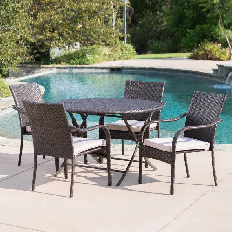 Virasat Ferdinando Outdoor Patio Dining Set 4 Chairs and 1 Table (Brown)