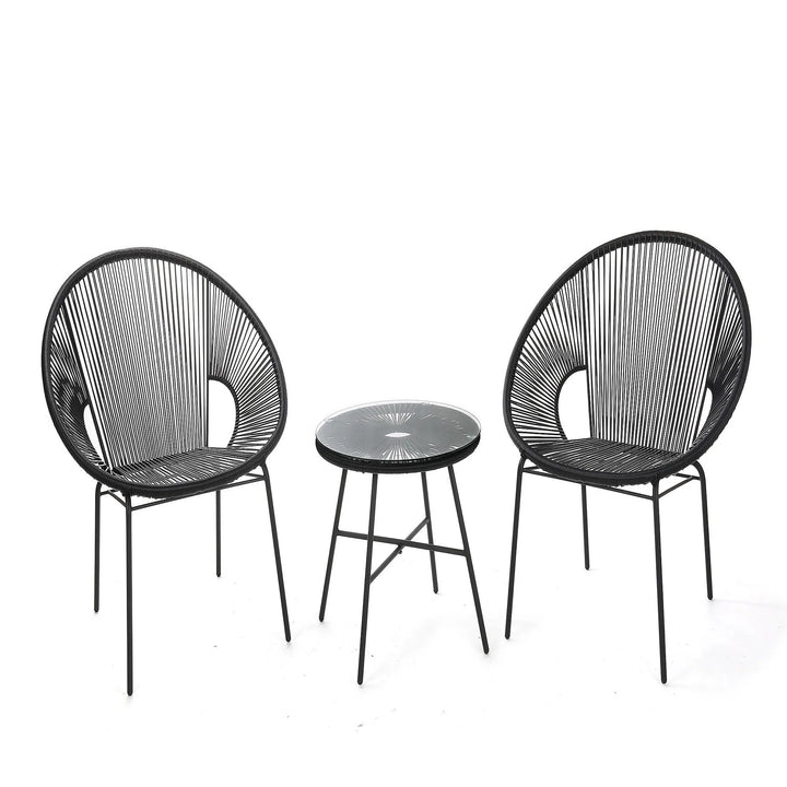 Virasat Misht Outdoor Patio Seating Set 2 Chairs and 1 Table Set (Black)