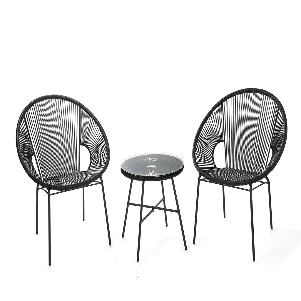 Virasat Outdoor Patio Seating Set 2 Chairs and 1 Table Set (Black)-VIRASAT FURNITURE & FURNISHING