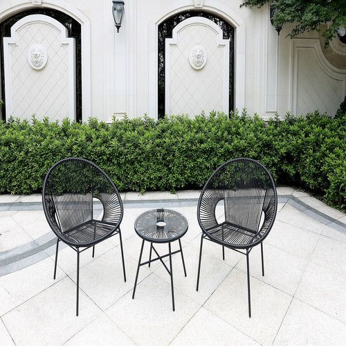 Virasat Outdoor Patio Seating Set 2 Chairs and 1 Table Set (Black)-VIRASAT FURNITURE & FURNISHING