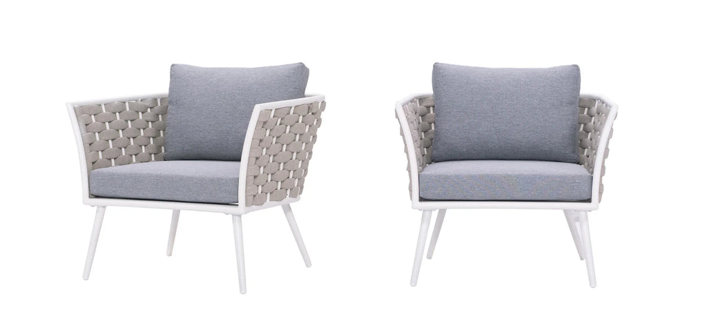 Virasat Outdoor Garden Balcony Sofa Set 2 Seater, 2 Single Seater and 1 Center Table Set, Braid & Rope (White + Cream)-VIRASAT FURNITURE & FURNISHING