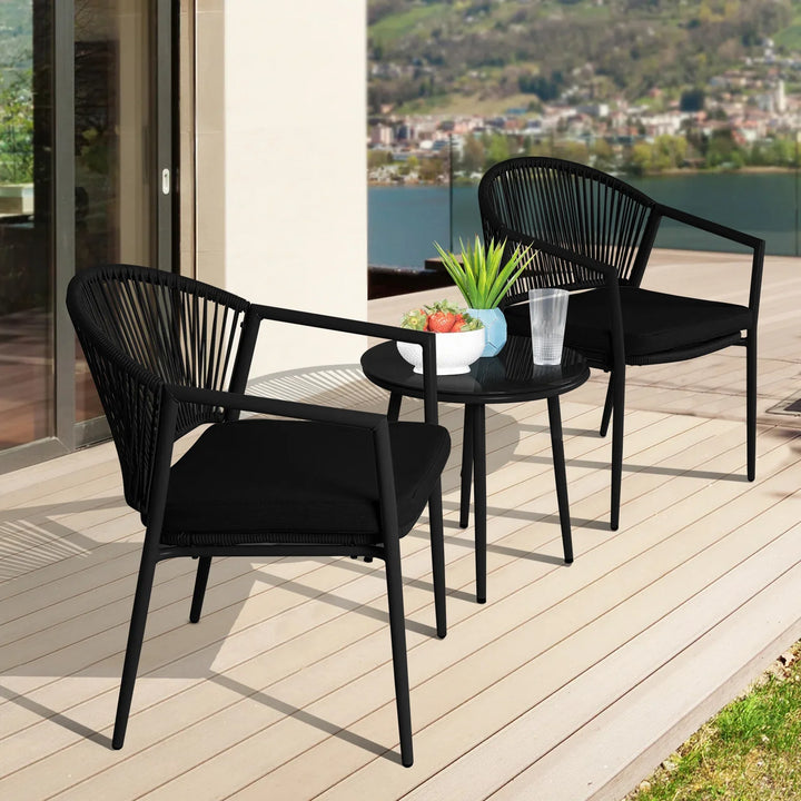 Virasat Ocana Outdoor Patio Seating Set 2 Chairs and 1 Table Set Braided And Rope