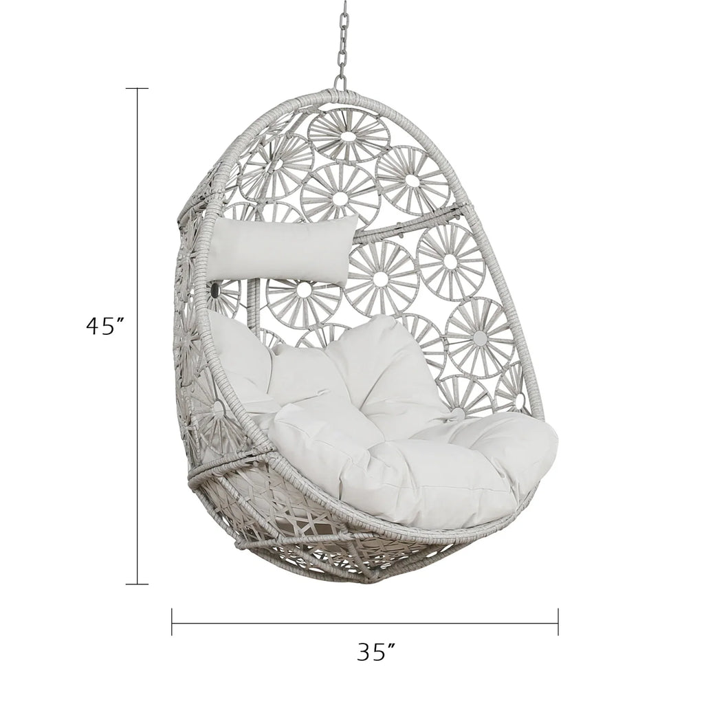 Virasat Single Seater Hanging Swing Without Stand For Balcony, Garden Swing (White)-VIRASAT FURNITURE & FURNISHING