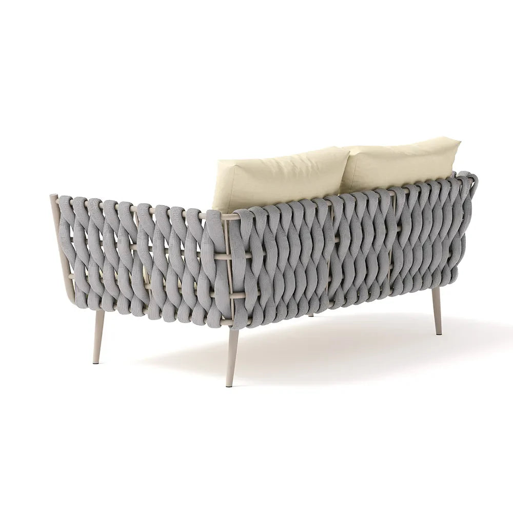 Virasat Outdoor Garden Balcony Sofa Set 2 Seater, 2 Single Seater and 1 Center Table Set, Braid & Rope (Beige + Grey)-VIRASAT FURNITURE & FURNISHING
