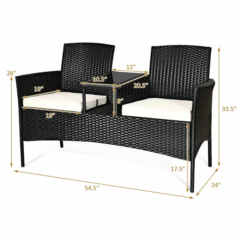 Virasat Garden Patio Seating Set of 2 Chairs and Table Set Black-VIRASAT FURNITURE & FURNISHING