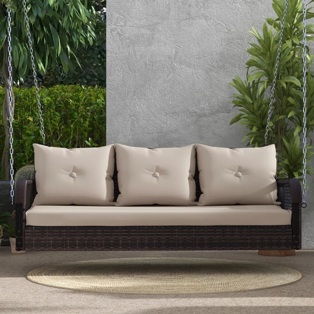 Virasat Three Seater Hanging Swing Without Stand For Balcony, Garden Swing (Dark Brown)-VIRASAT FURNITURE & FURNISHING