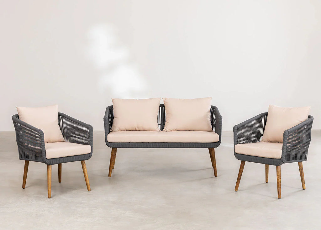 Virasat Outdoor Sofa Set 2 Seater, 2 Single seater Set Braided & Rope-VIRASAT FURNITURE & FURNISHING