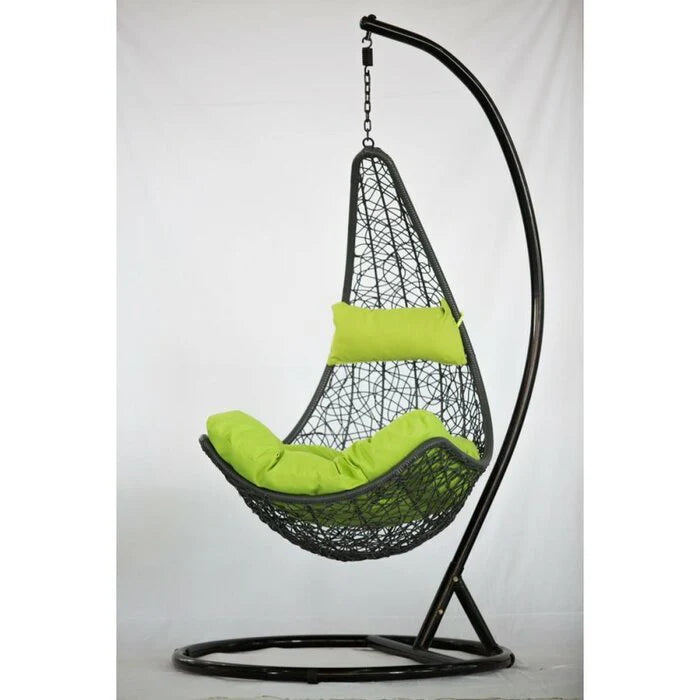 Virasat Single Seater Hanging Swing With Stand For Balcony, Garden Swing (Dark Brown)-VIRASAT FURNITURE & FURNISHING
