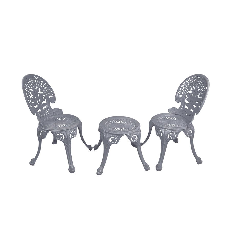 Virasat Zinc Cast Aluminium Garden Patio Seating 2 Chair and 1 Table Set