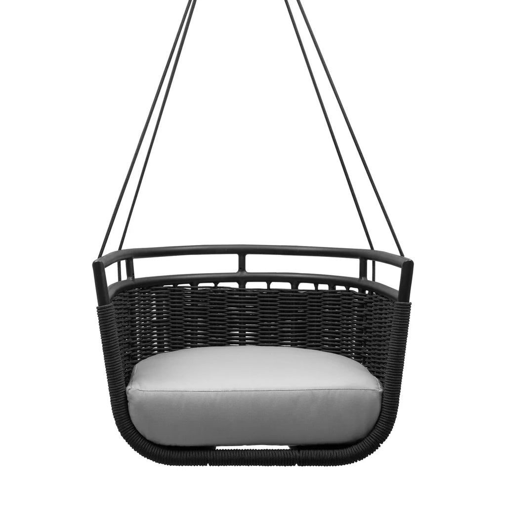 VIRASAT FURNITURE SINGLE SEATER HANGING SWING WITHOUT STAND FOR BALCONY & GARDEN SWING (BLACK)