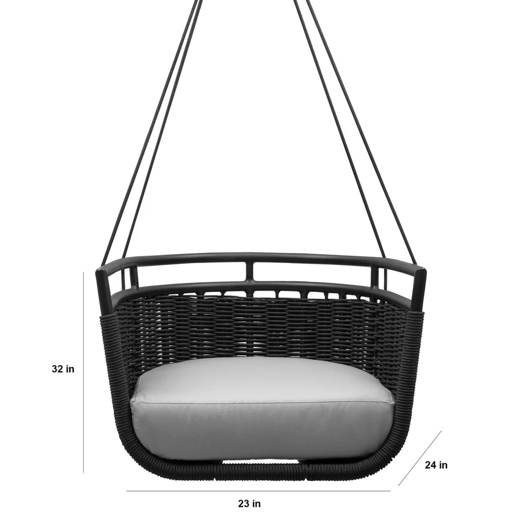 VIRASAT FURNITURE SINGLE SEATER HANGING SWING WITHOUT STAND FOR BALCONY & GARDEN SWING (BLACK)