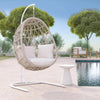 Virasat Single Seater Hanging Swing With Stand For Balcony , Garden (Cream) Braided & Rope-VIRASAT FURNITURE & FURNISHING