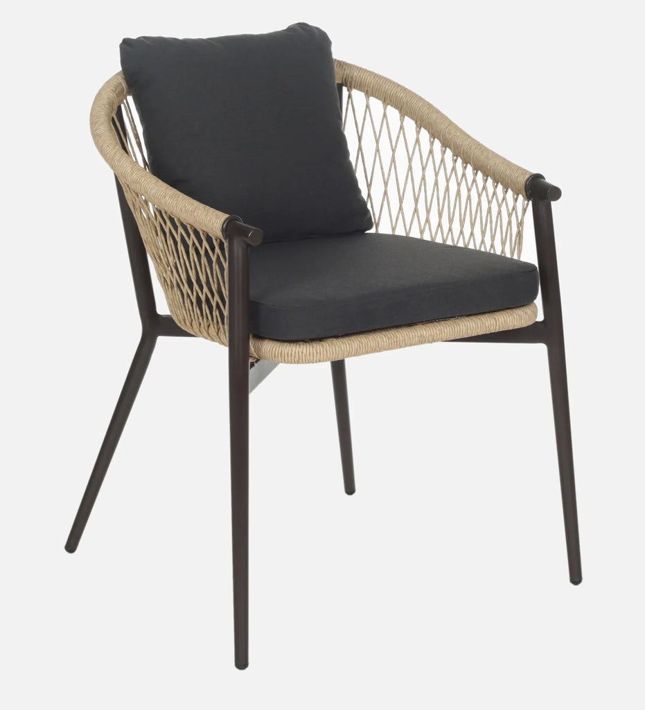 Virasat Outdoor Patio Seating Set 4 Chairs and 1 Table Set (Black + Honey) Braided & Rope-VIRASAT FURNITURE & FURNISHING