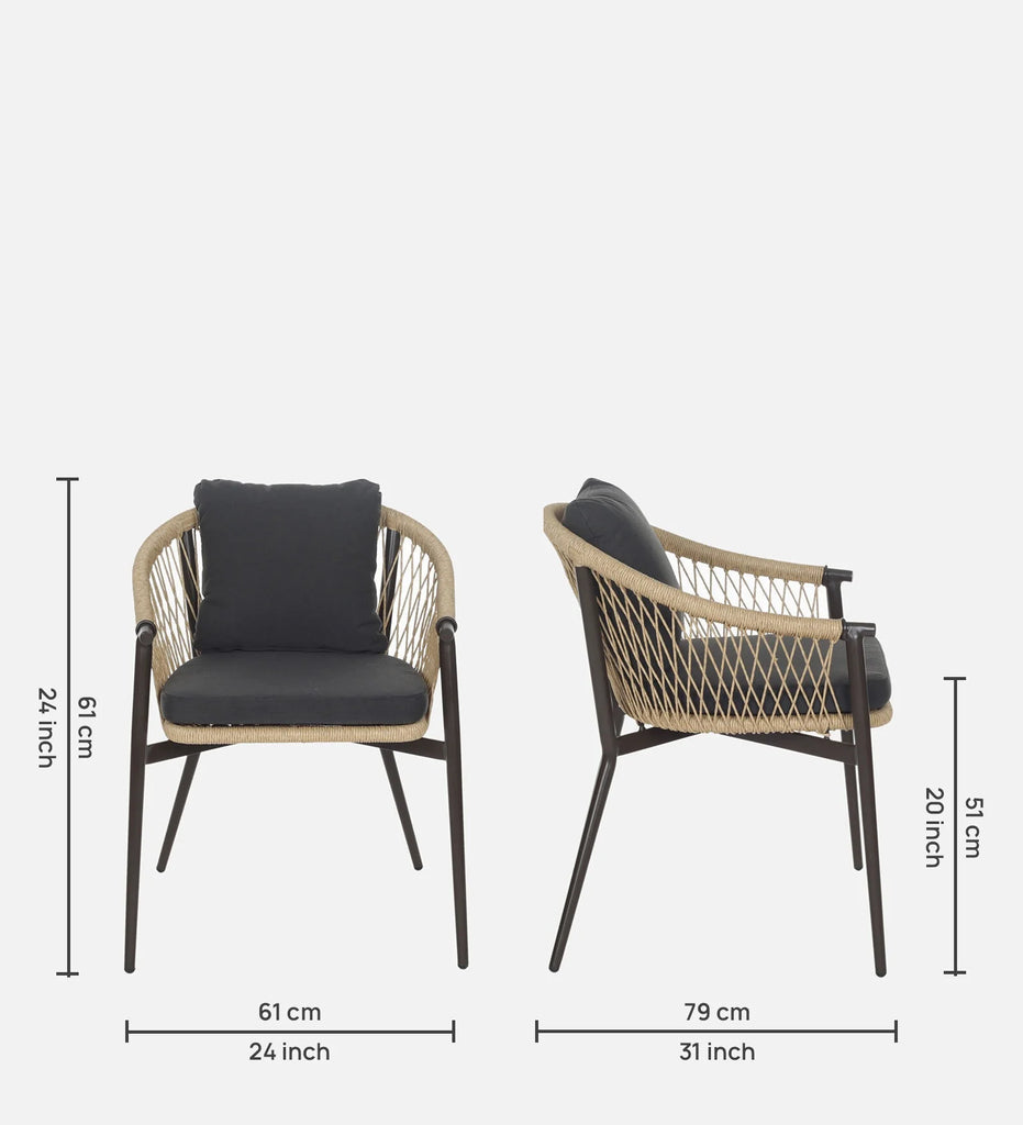 Virasat Outdoor Patio Seating Set 4 Chairs and 1 Table Set (Black + Honey) Braided & Rope-VIRASAT FURNITURE & FURNISHING