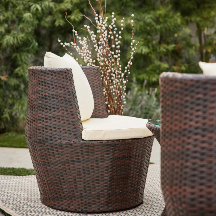 Virasat Enzo Outdoor Patio Seating Set 2 Chairs and 1 Table Set (Brown)