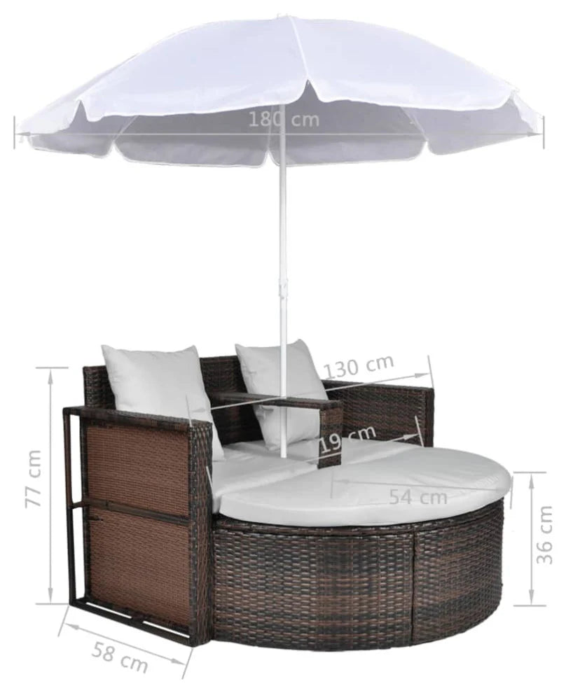 Virasat Donatello Outdoor Poolside Sunbed With Cushion Daybed (Brown)